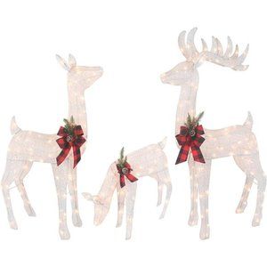 3-Piece Reindeer Family - 210 Lights 52" Buck 44" Doe 28" Fawn (White)